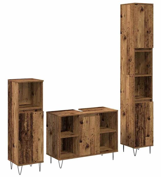 Fürdőszoba Bútor Szett 3 pcs Öreg fa 30 x 30 x 180 cm Faanyag