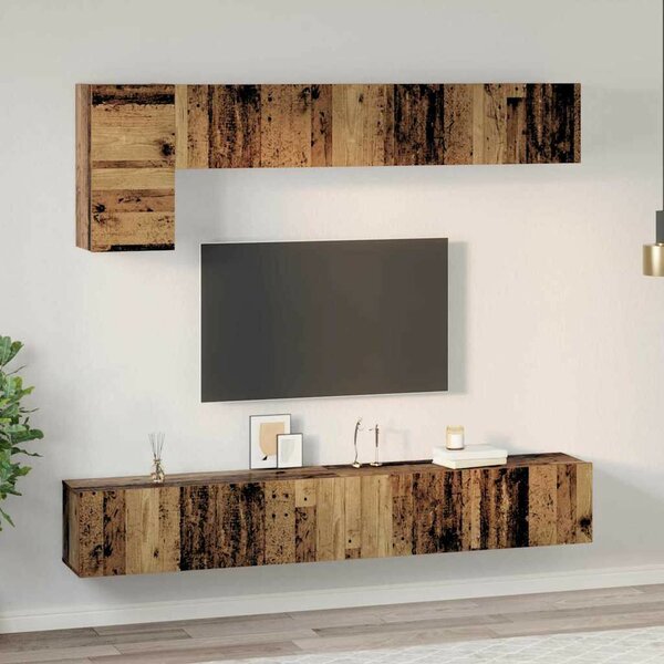 TV szekrény garnitúra 5 pcs Régi fa 100 x 30 x 30 cm Faanyag