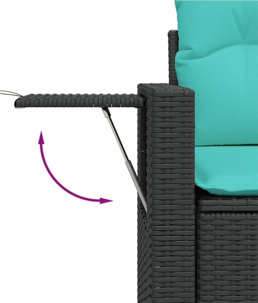 VidaXL 11 db fekete polyrattan kerti kanapégarnitúra párnákkal