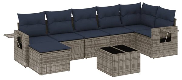 VidaXL 8 db szürke polyrattan kerti kanapégarnitúra párnákkal