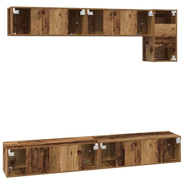 TV szekrény garnitúra 5 pcs Régi fa 100 x 30 x 30 cm Faanyag