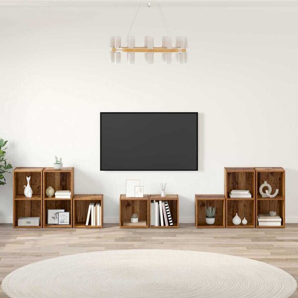 TV Szekrény Szett 8 pcs Öreg fa 37 x 35 x 72 cm Faanyag