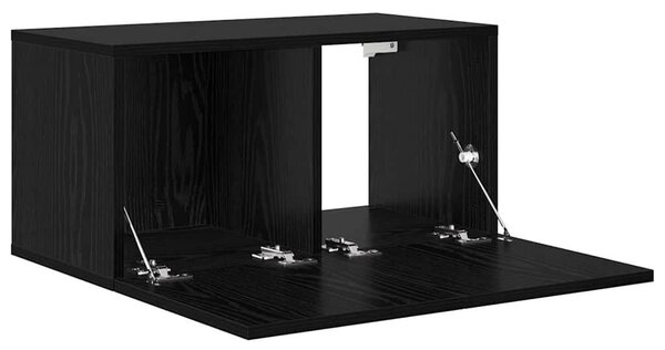 TV szekrény 3 pcs Fekete 60 x 30 x 30 cm Faanyag
