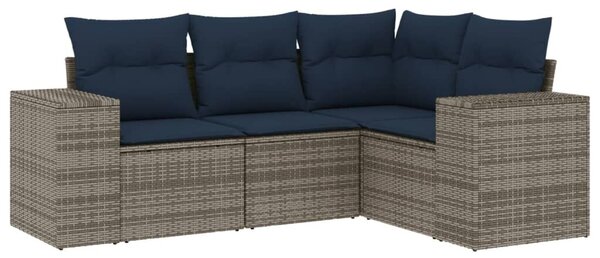 VidaXL 4 db szürke polyrattan kerti kanapégarnitúra párnákkal