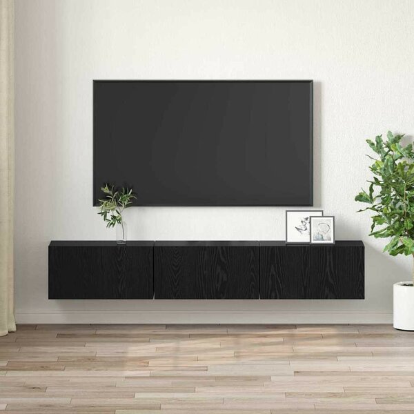 TV szekrény 3 pcs Fekete 60 x 30 x 30 cm Faanyag