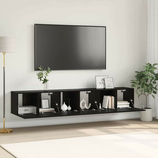 TV szekrény 3 pcs Fekete 60 x 30 x 30 cm Faanyag