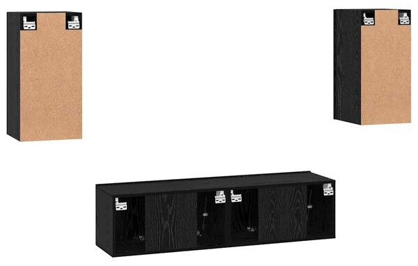 TV szekrény garnitúra Falra szerelhető 4 pcs Musta tammi