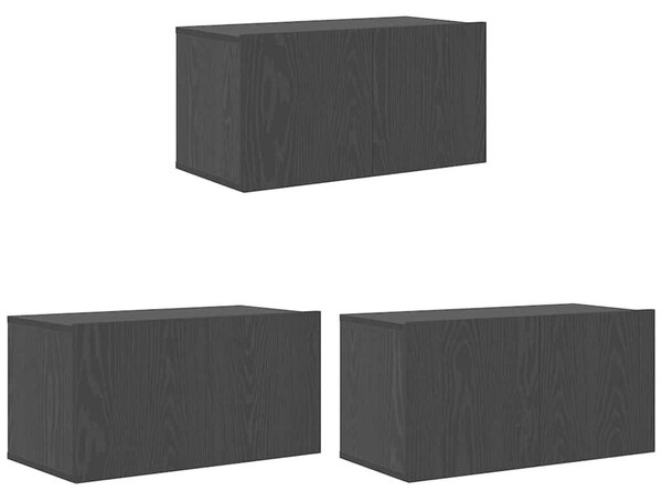 TV szekrény 3 pcs Fekete 60 x 30 x 30 cm Faanyag