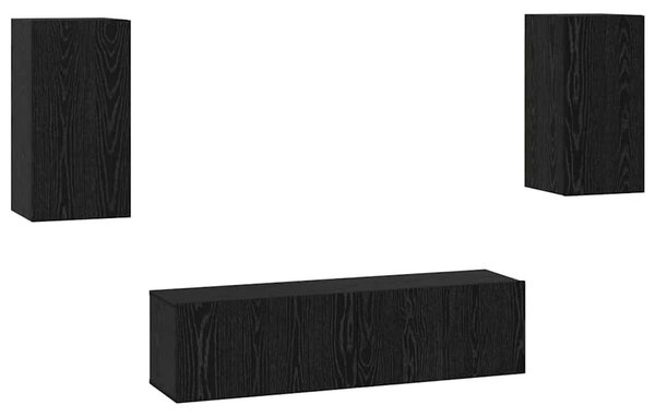 TV szekrény garnitúra Falra szerelhető 4 pcs Musta tammi
