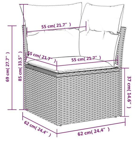 VidaXL 7 db szürke polyrattan kerti kanapégarnitúra párnákkal