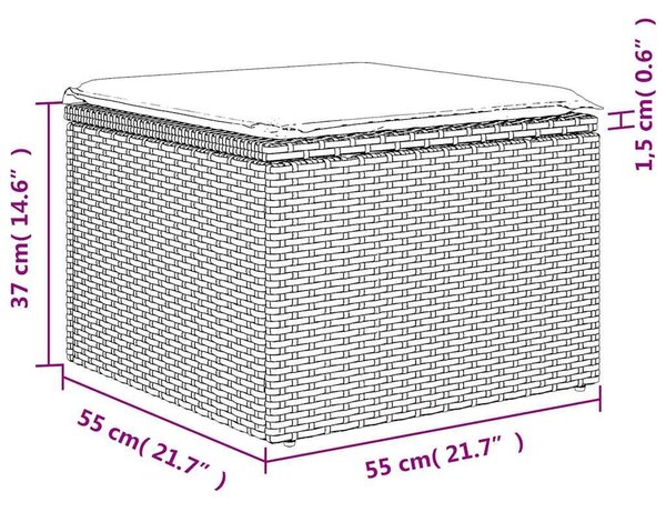 VidaXL 7 db szürke polyrattan kerti kanapégarnitúra párnákkal