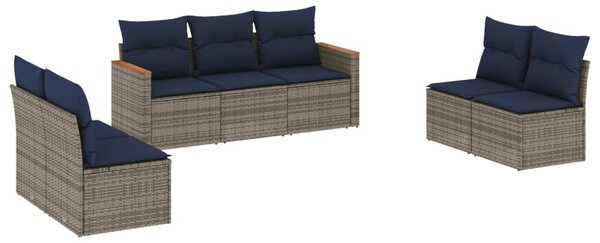 VidaXL 7 db szürke polyrattan kerti kanapégarnitúra párnákkal