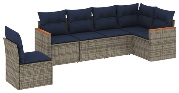 VidaXL 6 db szürke polyrattan kerti kanapégarnitúra párnákkal