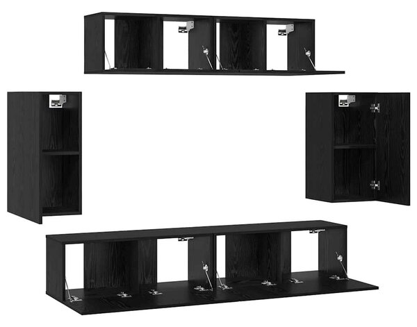 TV szekrény garnitúra 6 pcs Musta tammi 80 x 30 x 30 cm Faanyag