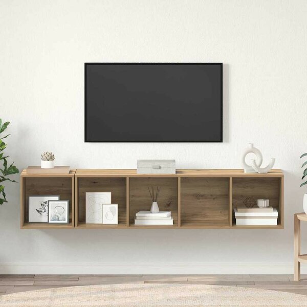 TV Szekrény Szett 2 pcs kézműves tölgy 37 x 37 x 142.5 cm