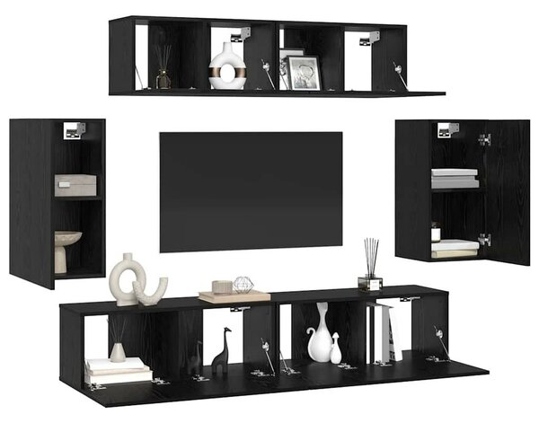 TV szekrény garnitúra 6 pcs Musta tammi 80 x 30 x 30 cm Faanyag