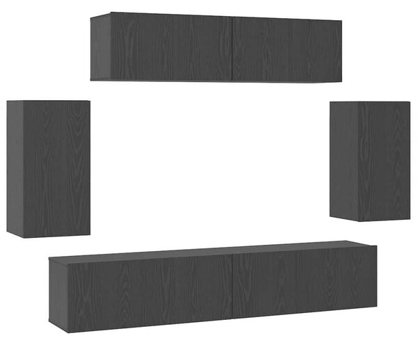 TV szekrény garnitúra 6 pcs Musta tammi 80 x 30 x 30 cm Faanyag