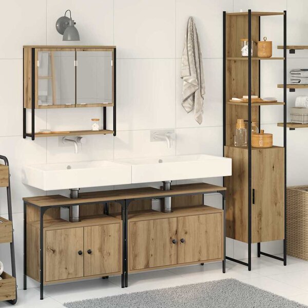 Fürdőszoba bútor szett 4 pcs kézműves tölgy 33 x 33 x 185.5 cm