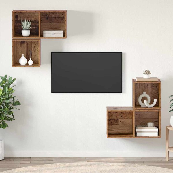 TV szekrény garnitúra 4 pcs Régi fa 37 x 37 x 72 cm Faanyag