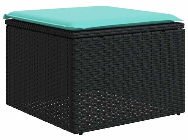 VidaXL 7 db fekete polyrattan kerti kanapégarnitúra párnákkal