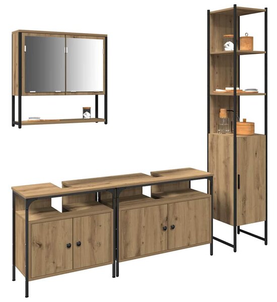 Fürdőszoba bútor szett 4 pcs kézműves tölgy 33 x 33 x 185.5 cm