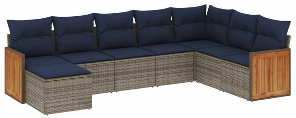 VidaXL 8 db szürke polyrattan kerti kanapégarnitúra párnákkal