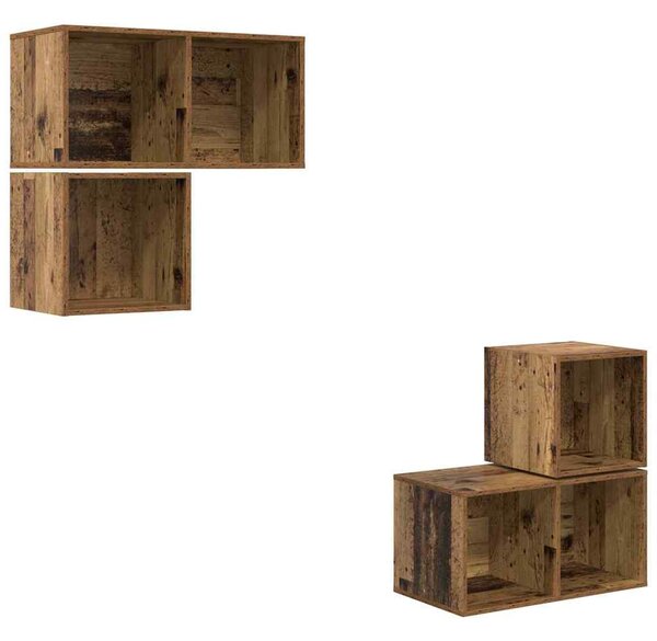 TV szekrény garnitúra 4 pcs Régi fa 37 x 37 x 72 cm Faanyag
