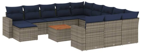 VidaXL 13 db szürke polyrattan kerti kanapégarnitúra párnákkal