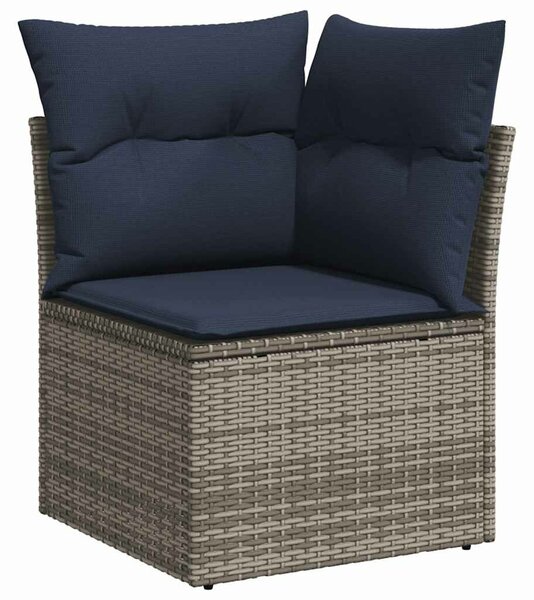 VidaXL 11 db szürke polyrattan kerti kanapégarnitúra párnákkal