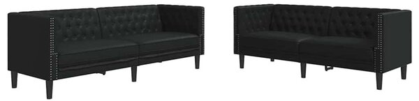 Kanapé Szett 2 pcs Fekete 194 x 74.5 x 70.5 cm Műbőr