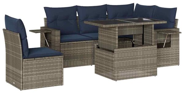 VidaXL 6 db szürke polyrattan kerti kanapégarnitúra párnákkal