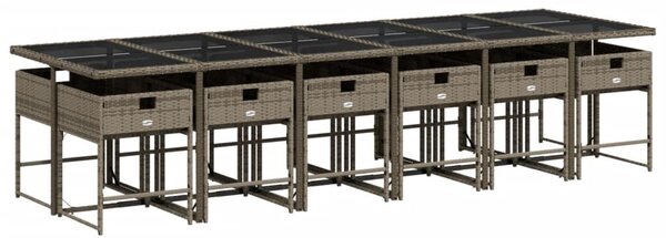 VidaXL 13 db szürke polyrattan kerti étkezőgarnitúra párnákkal
