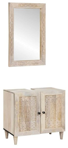 Fürdőszoba bútor szett tárolóval 2 pcs Fehér 62 x 33 x 58 cm