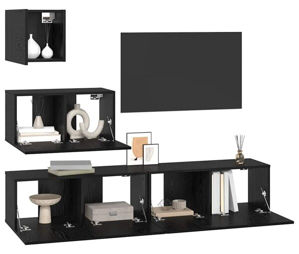 Fali TV Szekrény 4 pcs Musta tammi 80 x 30 x 30.5 cm Faanyag