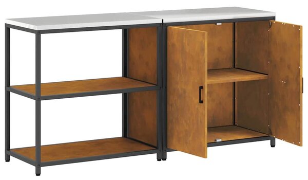 Konyhai Tároló Készlet polcokkal 2 pcs Rozsdás 180 x 50 x 92 cm