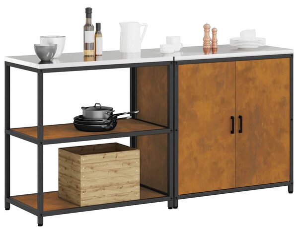 Konyhai Tároló Készlet polcokkal 2 pcs Rozsdás 180 x 50 x 92 cm