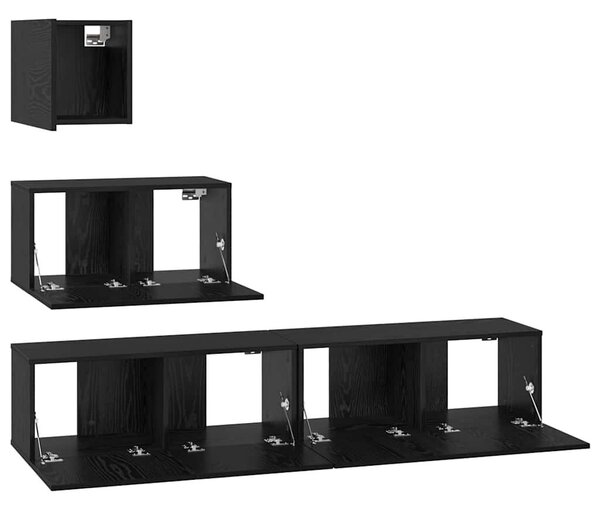 Fali TV Szekrény 4 pcs Musta tammi 80 x 30 x 30.5 cm Faanyag