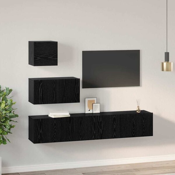 Fali TV Szekrény 4 pcs Musta tammi 80 x 30 x 30.5 cm Faanyag