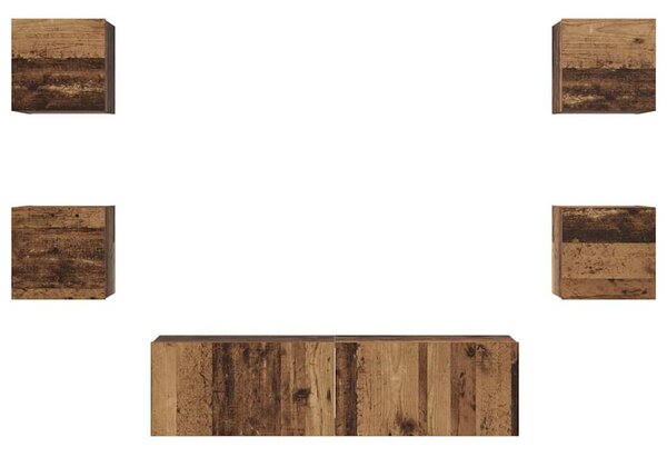 TV szekrény garnitúra 6 pcs Régi fa Közepes 120 x 30 x 30 cm