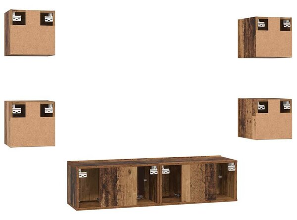 TV szekrény garnitúra 6 pcs Régi fa Közepes 120 x 30 x 30 cm