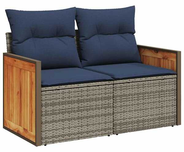 VidaXL 11 db szürke polyrattan kerti kanapégarnitúra párnákkal