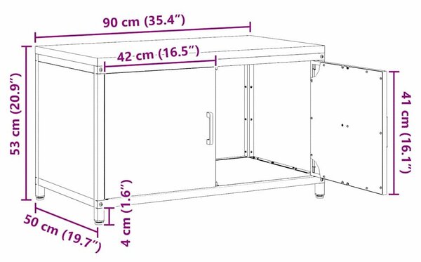 VidaXL Konyhai tárolószekrény HATTEM Fekete 90 x 50 x 53 cm Acél