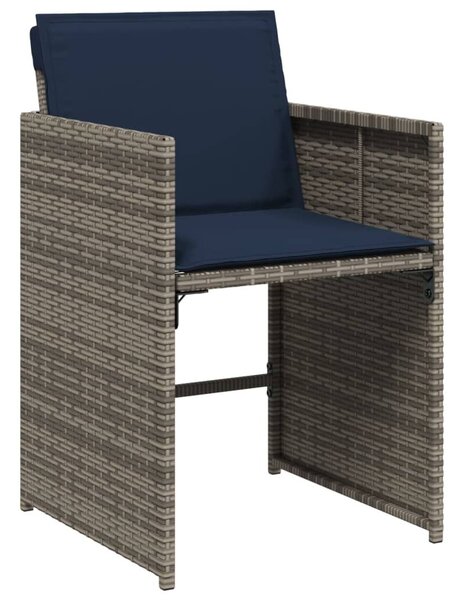 VidaXL 5 db szürke polyrattan kerti étkezőgarnitúra párnákkal