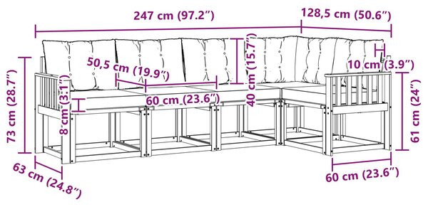 VidaXL Kültéri kanapé szett párnával 5 pcs Fehér és Krém színű