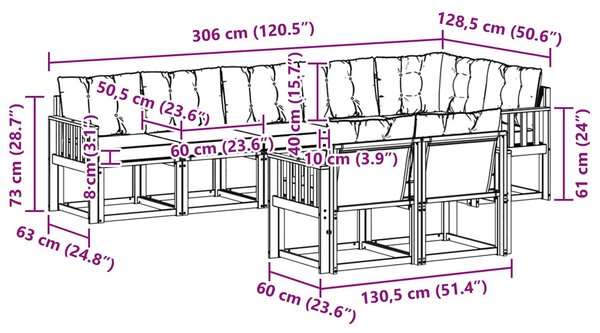 VidaXL Kültéri kanapé szett párnával 8 pcs Fehér és Krém színű