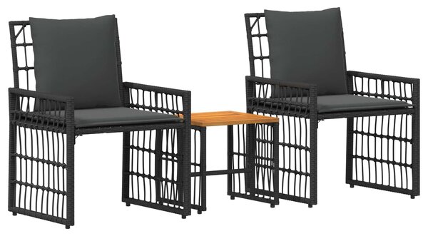 VidaXL Kültéri Bútor Szett 3 pcs Fekete és Sötétszürke
