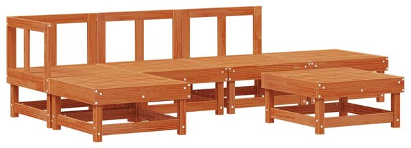 VidaXL Kerti lounge szett 6 pcs Viaszbarna Tömör Fenyőfa