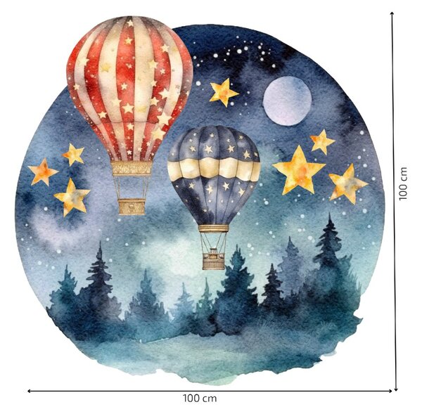 PIPPER. Kör alakú falmatrica "Hőlégballonok az erdő felett" Méret: 100cm