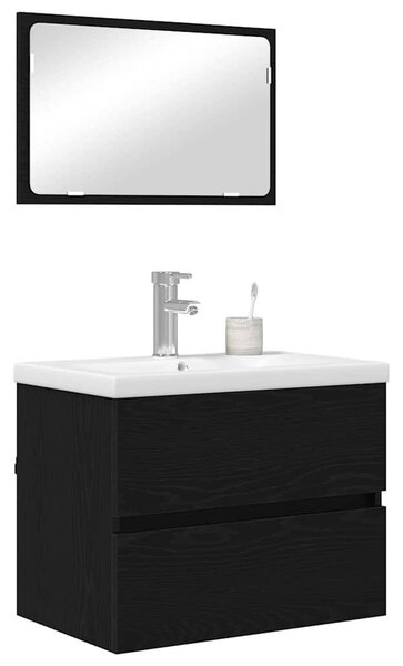 Fürdőszoba bútor szett 3 pcs Musta tammi 60 x 38.5 x 45 cm