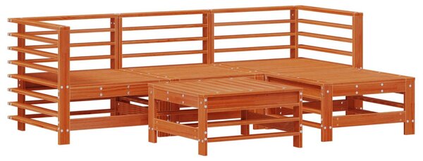 VidaXL Kerti lounge szett 5 pcs Viaszbarna Tömör Fenyőfa